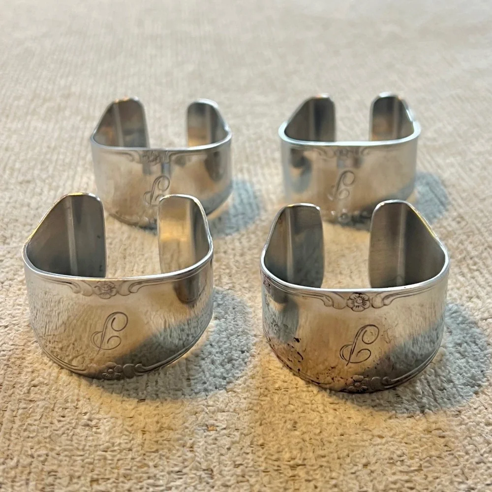 Vtg Custom Craft Stainless Monogrammed P Flatware Set Case Napkin Rings 79 pc